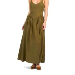 Torn by Ronny Kobo Olive Green Maxi Scoop Neck Dress